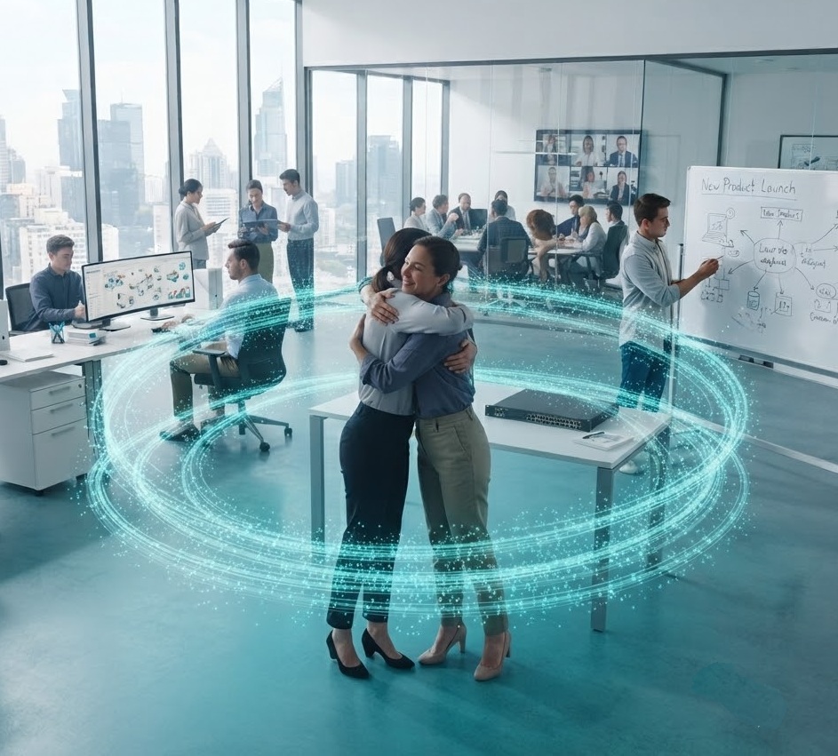 Professionisti che collaborano in un ambiente moderno, simbolo di fiducia condivisa